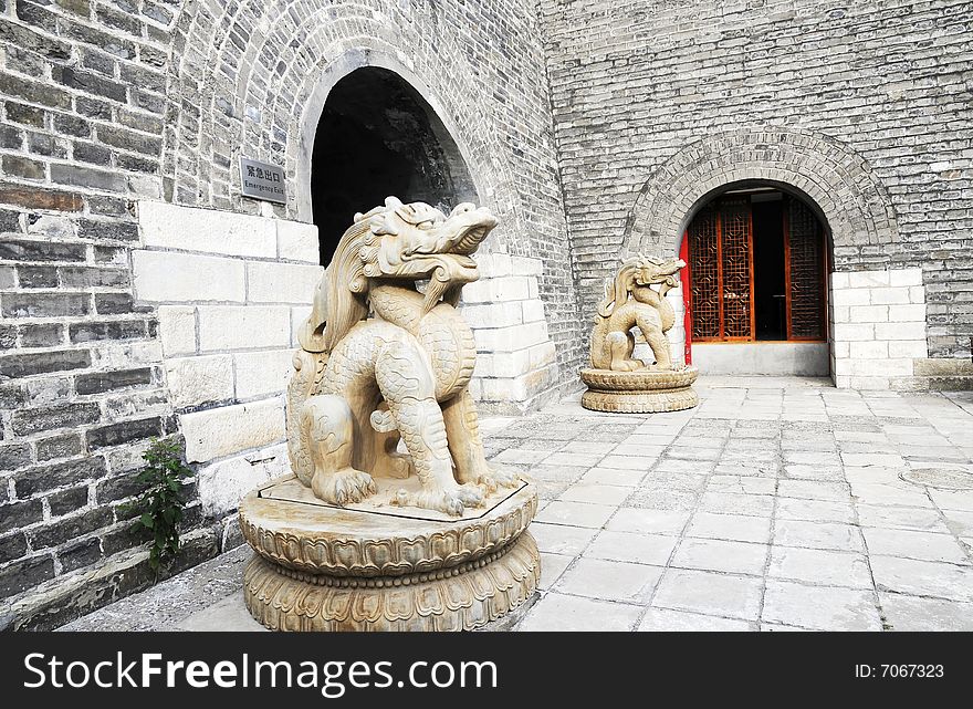 Chinese dragon statue in the castle, dragon figure