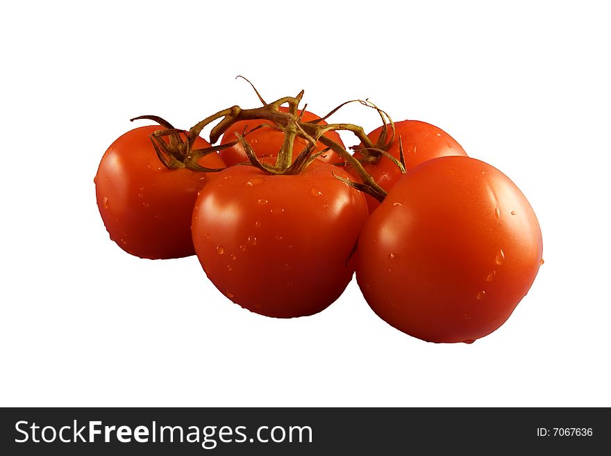 Red tomato isolated on white