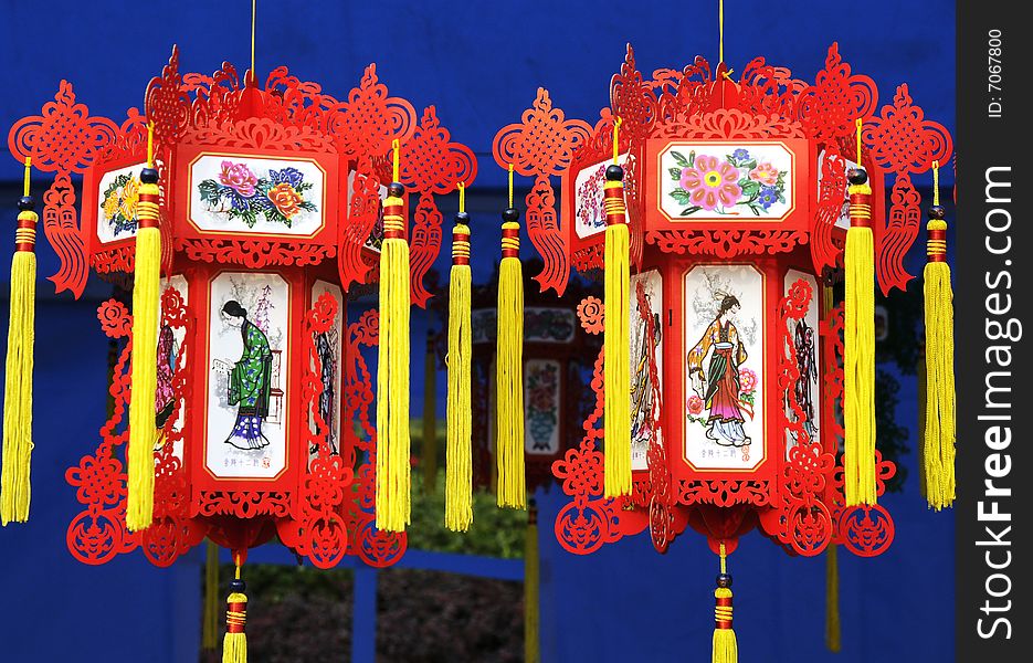 Beautiful lantern in holiday, chinese lantern with artwork decoration