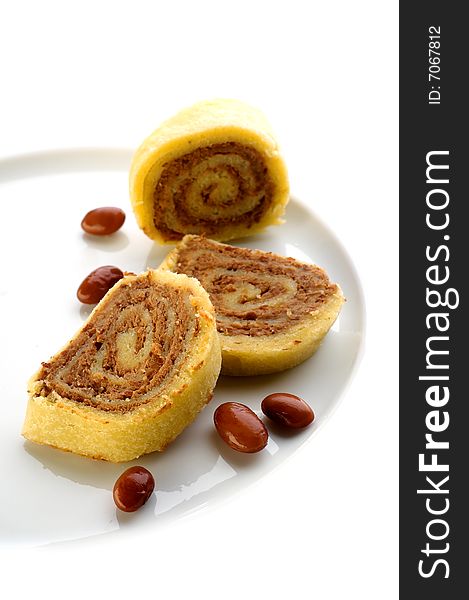 Rolled Cake Filled With Mushed Bean