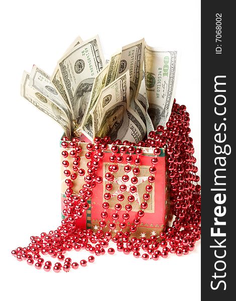Money In A Red Gift Box