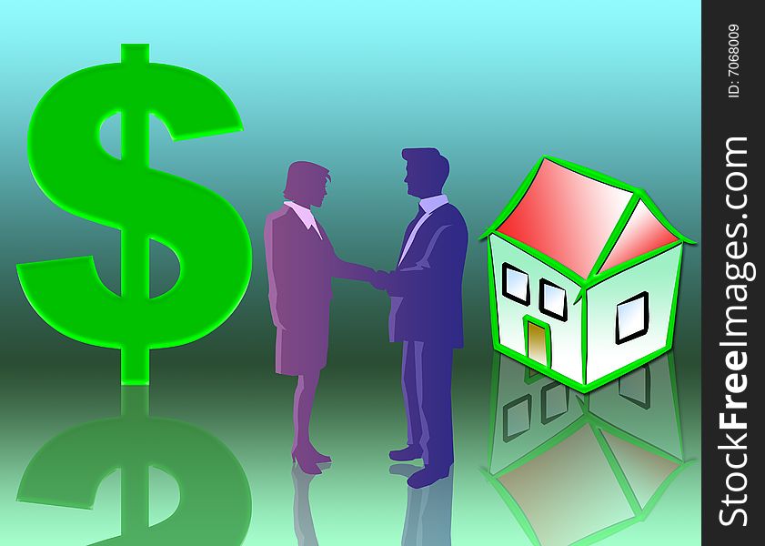 Illustration of the concept of selling real estate. Illustration of the concept of selling real estate