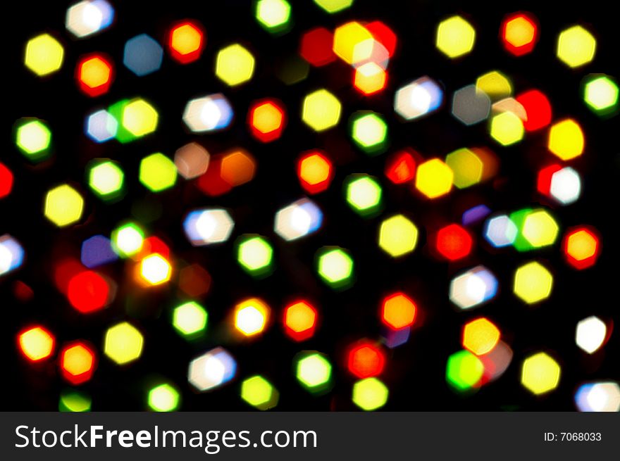 Blurry pattern of colorful decoration lights. Holiday background