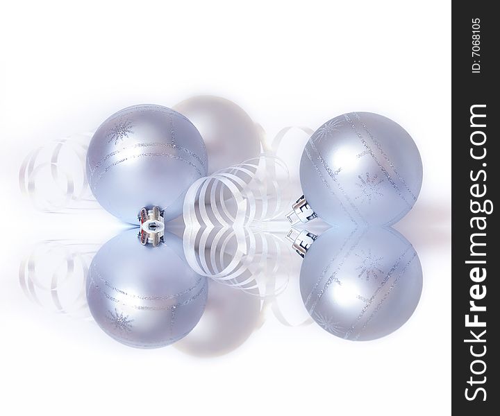 Three white spheres and streamer isolated on white