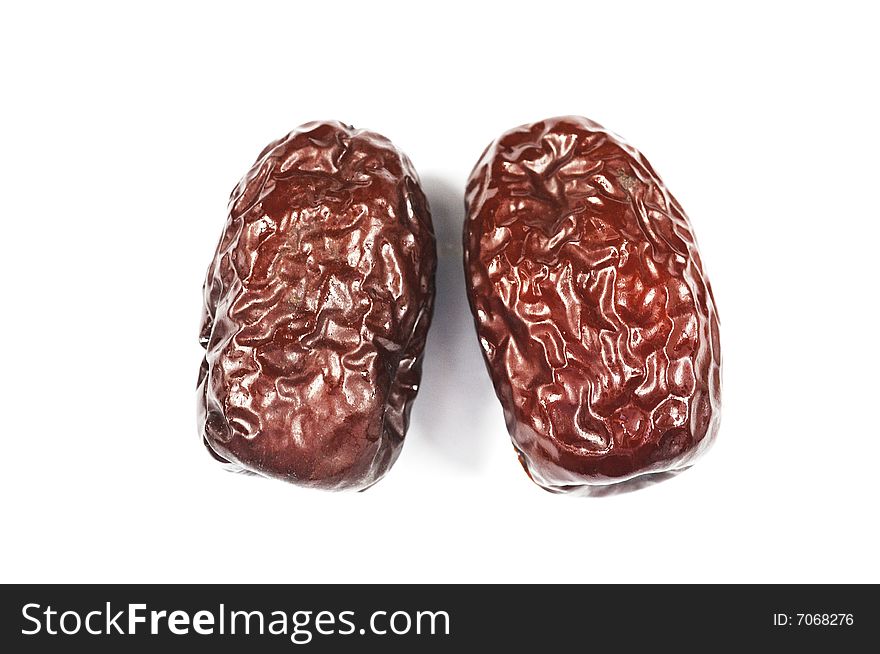 Two chinese jujube with red color, a jujube