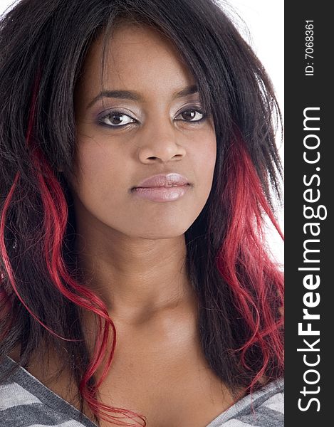 Pretty teenager posing on an isolated white background