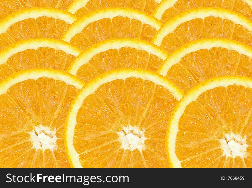 A perfectly round red orange slice isolated on a white background. A perfectly round red orange slice isolated on a white background