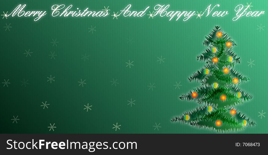 Illustrated  Christmas theme with text area, green tone. Illustrated  Christmas theme with text area, green tone.