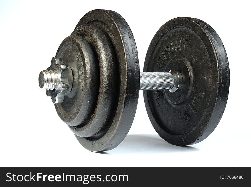 Old dirty dumbbells isolated on white background. Old dirty dumbbells isolated on white background.