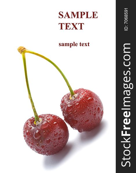 Fresh ripe cherry isolated with copyspace