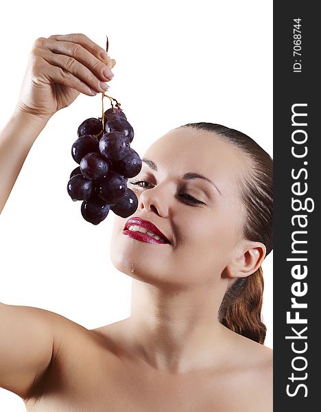 Beautiful Girl And Grape