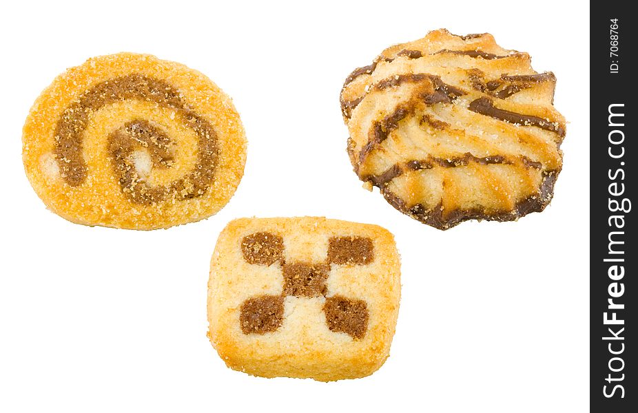 A group of different sweet teacakes on the white background