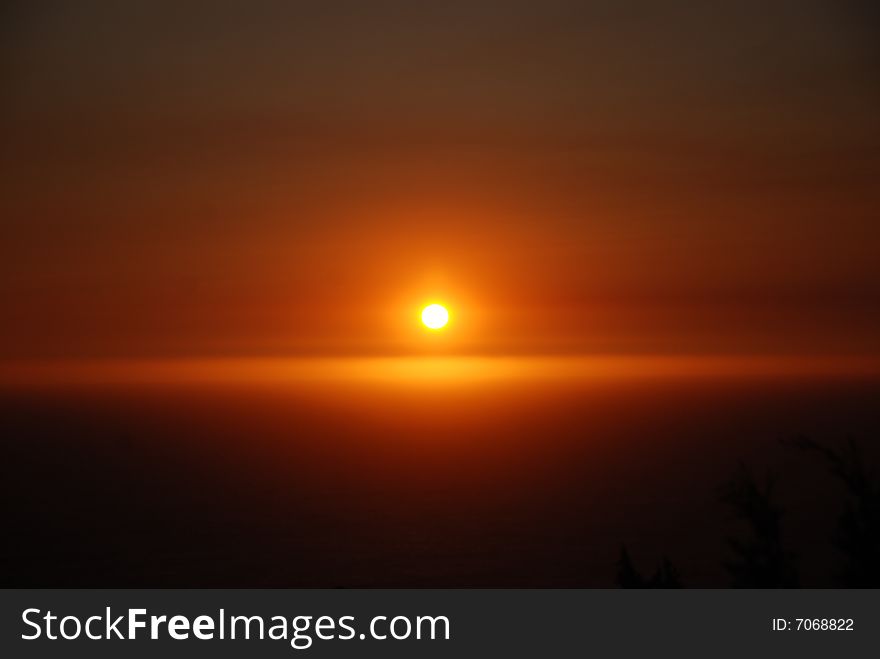 Amazing orange sunset as a burning planet. Amazing orange sunset as a burning planet