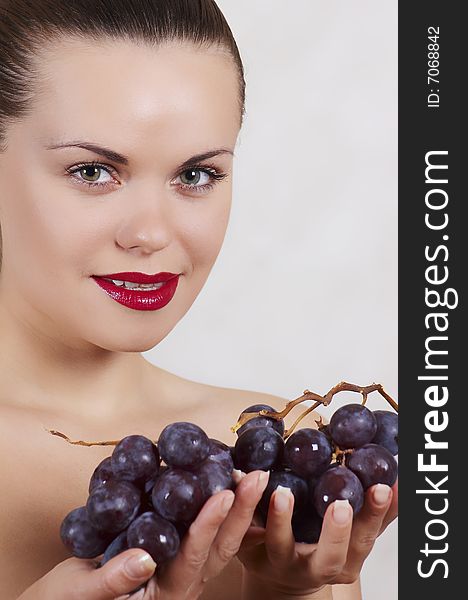 Beautiful Girl And Grape