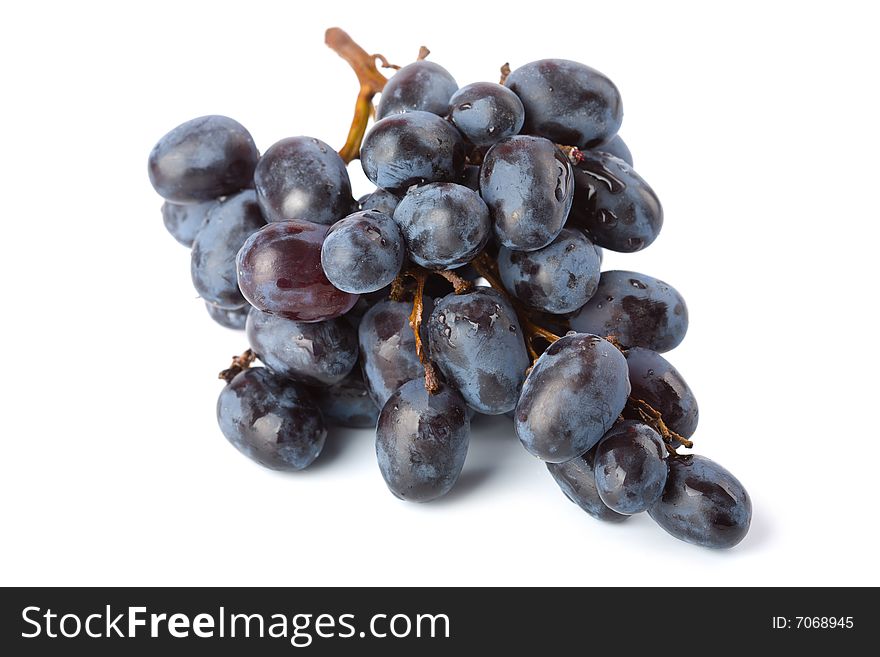 Ripe grapes isolated on white