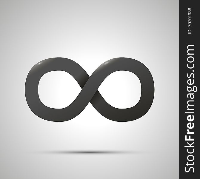 Black simple Infinity sign with shadow on white background