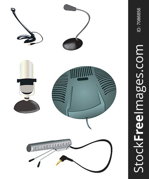 Vector illustration of different kind of microphones. Vector illustration of different kind of microphones