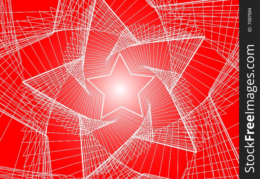 White lines depicting star shaped forms with red background. White lines depicting star shaped forms with red background
