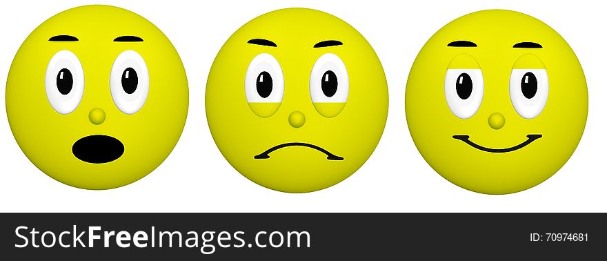 This emoji set expresses surprise,happy and sad emotions on a white background. This emoji set expresses surprise,happy and sad emotions on a white background.