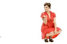 Girl With Dices Royalty Free Stock Image Girl With Dices Royalty Free Stock Image