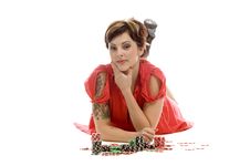 Girl With Tokens Stock Photos Girl With Tokens Stock Photos