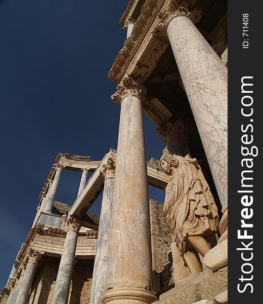 Old roman ruins in Merida, Spain