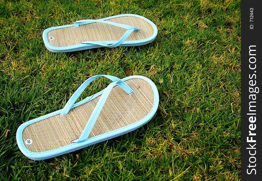 Thongs on the grass