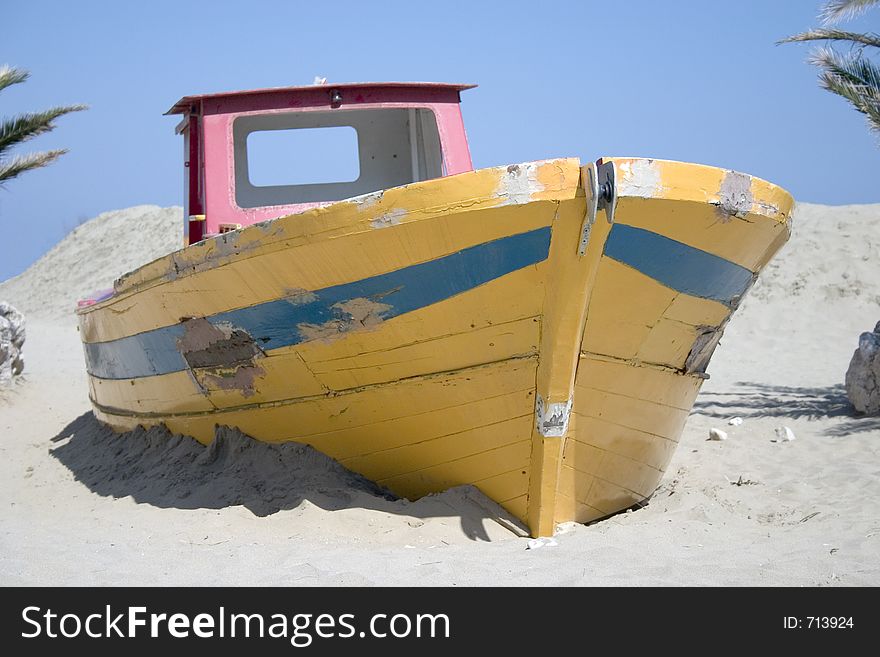 Boat in sand bank