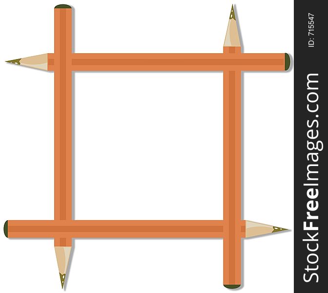 Four pencils in the shape of a frame. Four pencils in the shape of a frame.