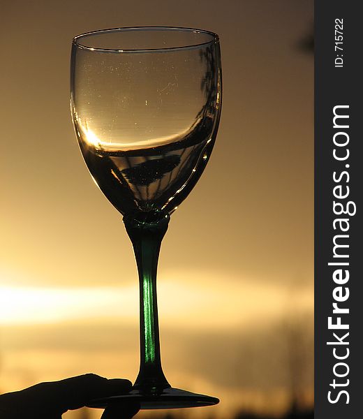 Wine Glass At Sunset