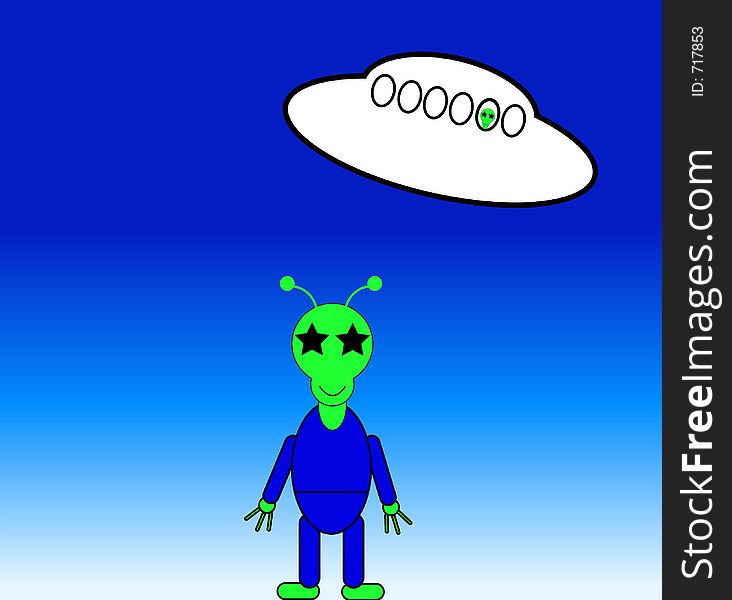 This is a alien and a UFO. This is a alien and a UFO.