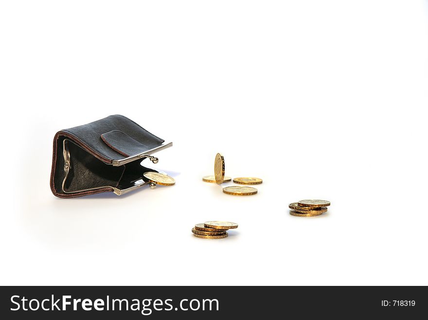 Picture of old fashion purse and coins