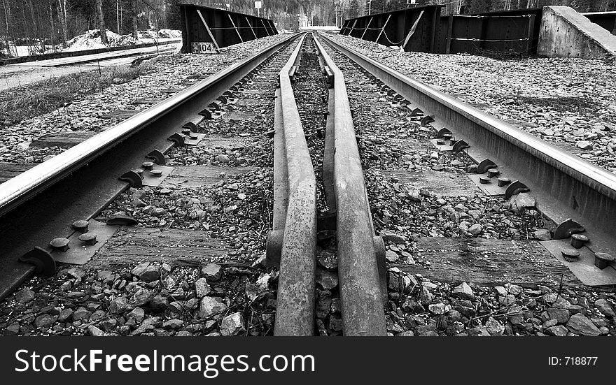 Railway tracks in the Okanagan area, British Columbia, Canada