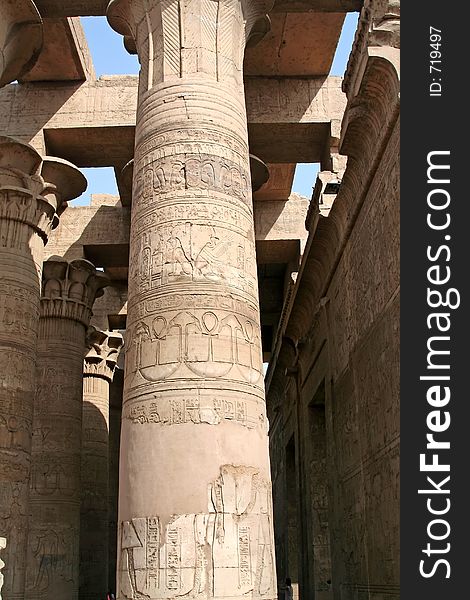 Huge columns at Temple of Kom Ombo, Egypt