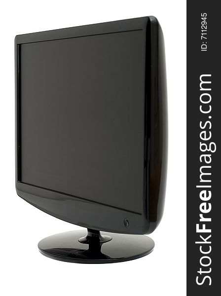 Black TFT monitor with a large screen on a white background