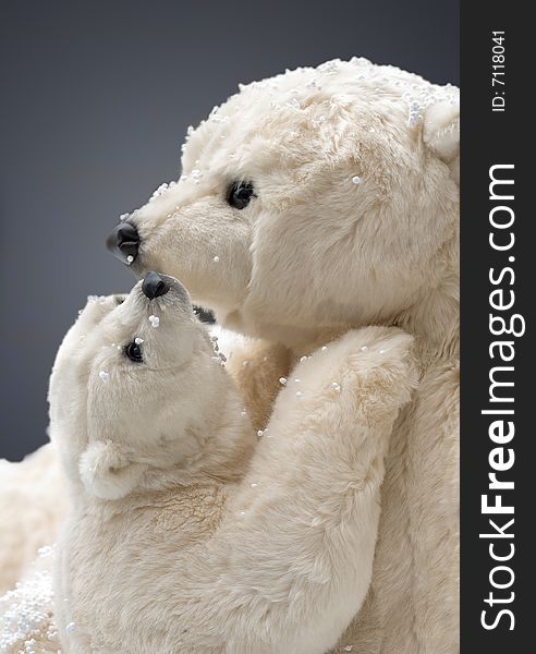 Stuffed mother and young cub polarbear hugging. Stuffed mother and young cub polarbear hugging