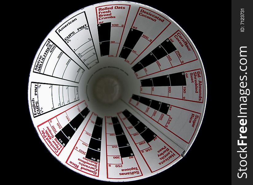 Dry ingredient measuring cup for baking. Dry ingredient measuring cup for baking