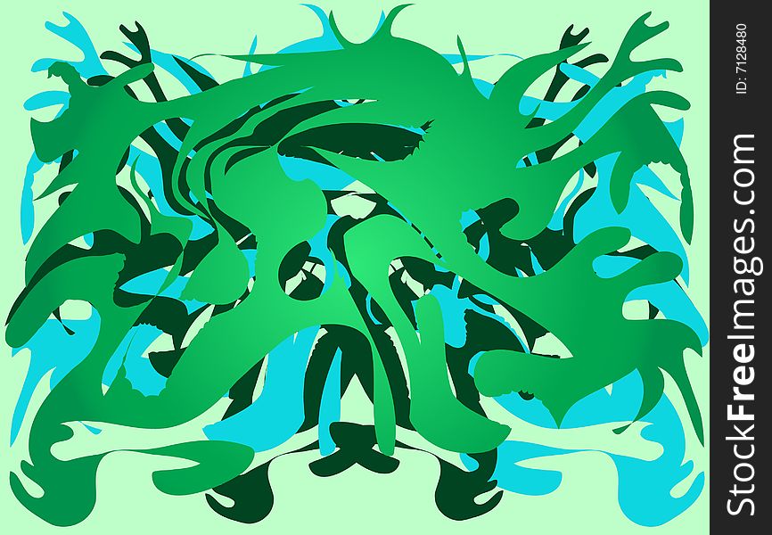 Horny Abstract Design - Marine Green
