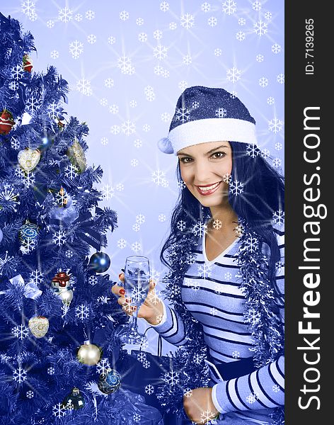 Christmas blue -all is blue and beautiful,same series in Christmas time,santa women and party time