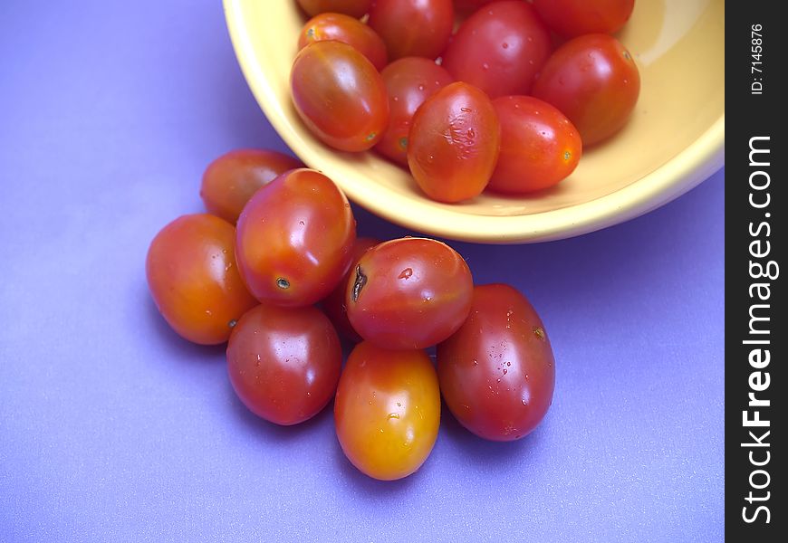 Cherry tomatoes, picture in the foreground