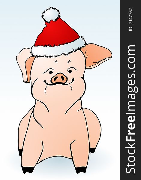 Vector illustration of Christmas Piggy