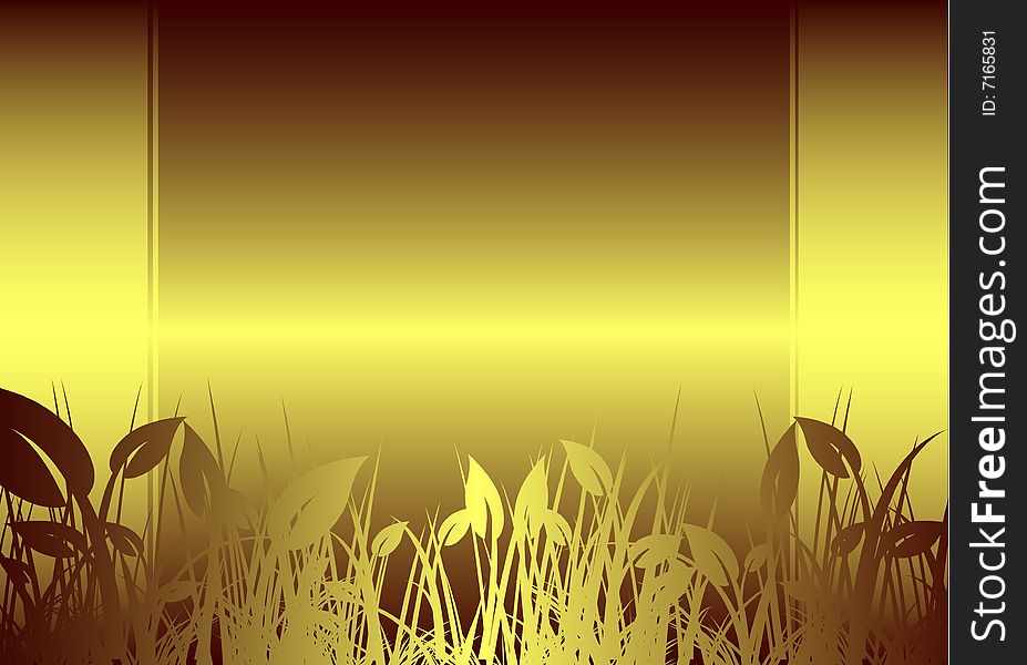 Golden floral background, vector illustration