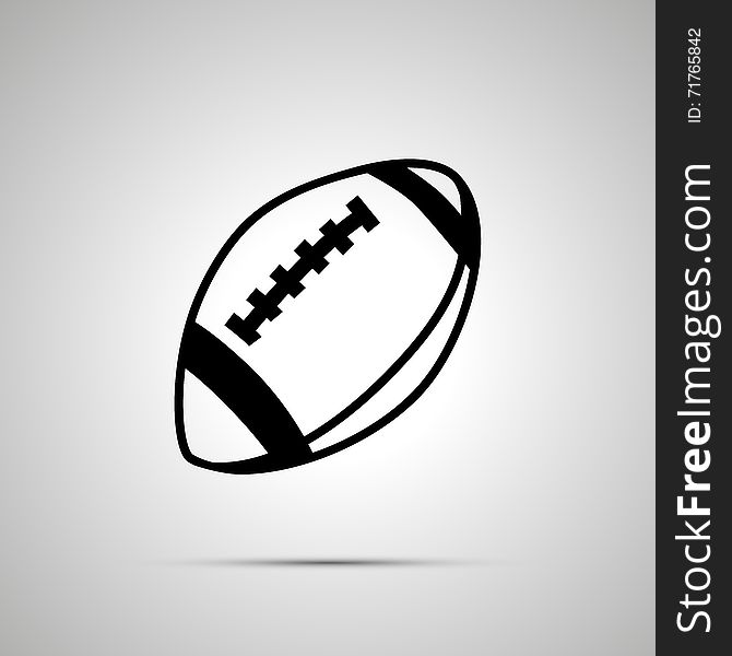 Rugby ball simple black icon with shadow