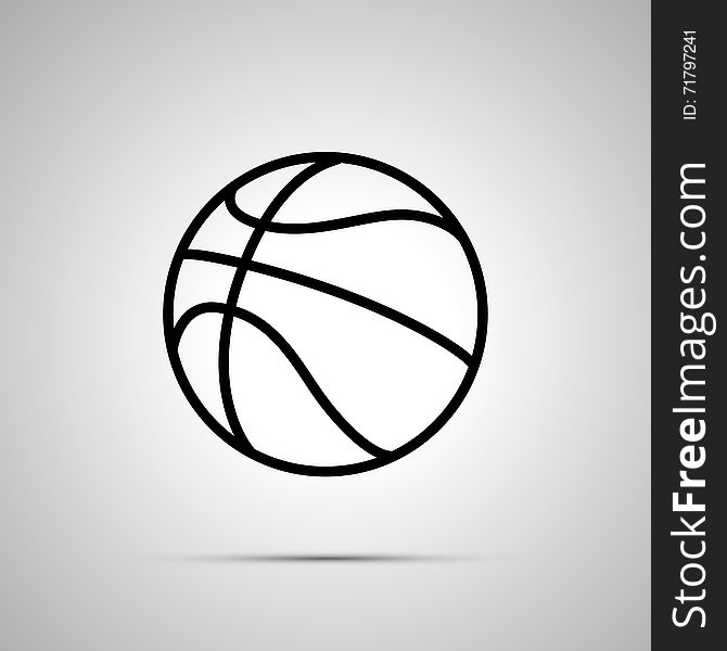 Basketball ball simple black icon with shadow