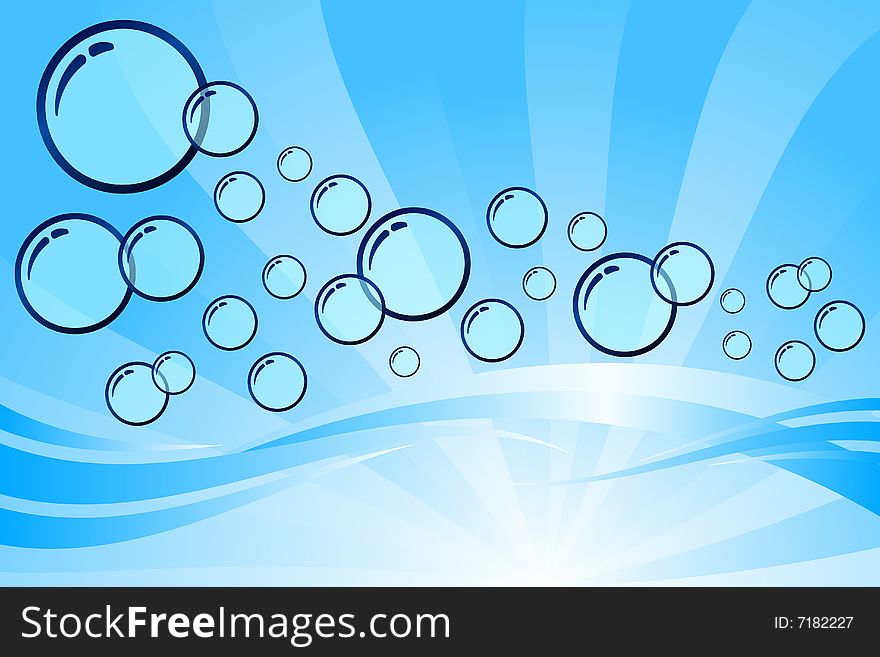 Vector illustration of blue bubbles