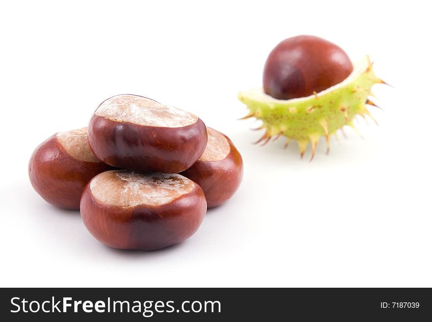 Chestnuts isolated on a white background