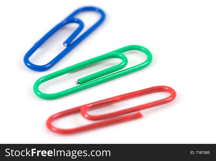 Paper clips  isolated on a white background