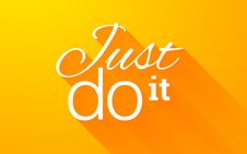 Text Lettering Phrase Just Do It With Long Shadow On Bright Orange Background Stock Photography Text Lettering Phrase Just Do It With Long Shadow On Bright Orange Background Stock Photography