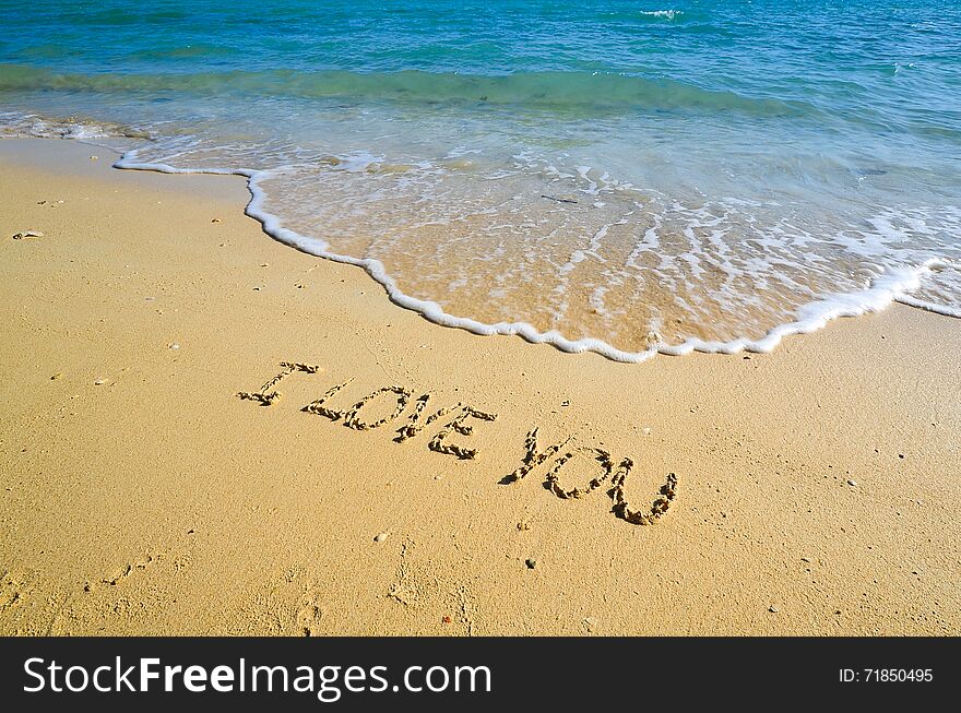 I love you letter on the beach. I love you letter on the beach