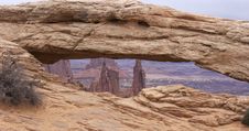 Colorado River Valley Through Mesa Arch, Island In The Sky, Canyonlands National Park, Utah Stock Images